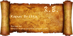 Kapus Britta névjegykártya
